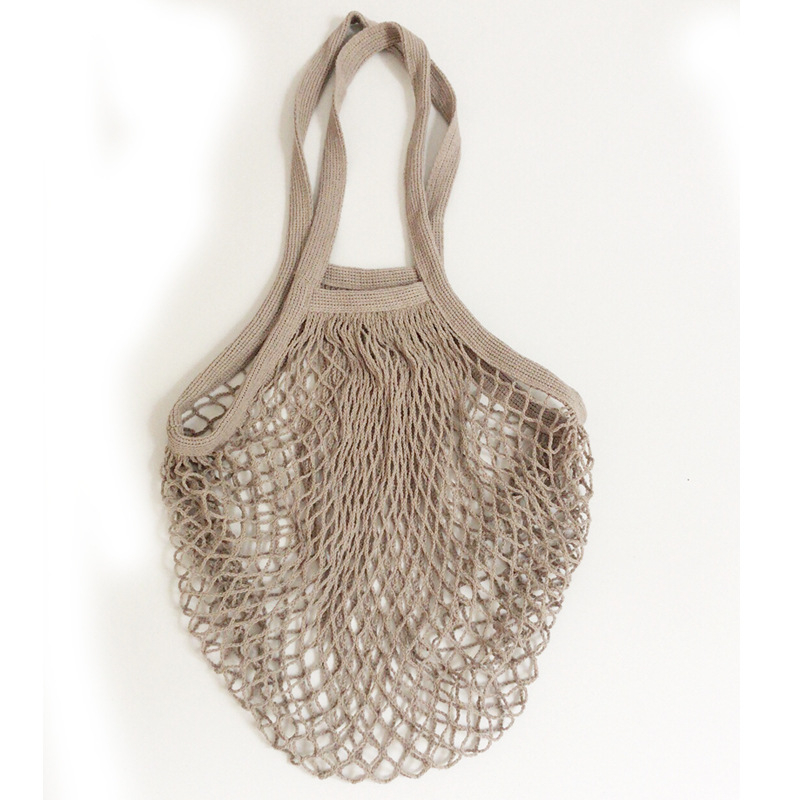 Torba od organskog pamuka s mrežastom dizajnom za voće i povrće, duga ručka, ekološki prihvatljiva, prilagodljiva s tiskom logotipa.