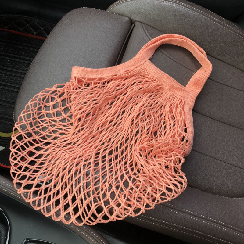 Torba od organskog pamuka s mrežastom dizajnom za voće i povrće, duga ručka, ekološki prihvatljiva, prilagodljiva s tiskom logotipa.