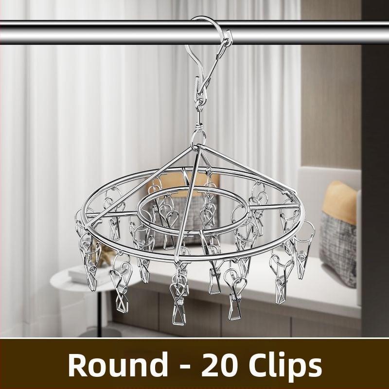 Nerūdijančio plieno drabužių džiovyklė su 3 klipais, kelių eilių kabliukai, šiuolaikiškas minimalistinis dizainas, apkrova iki 5 kg