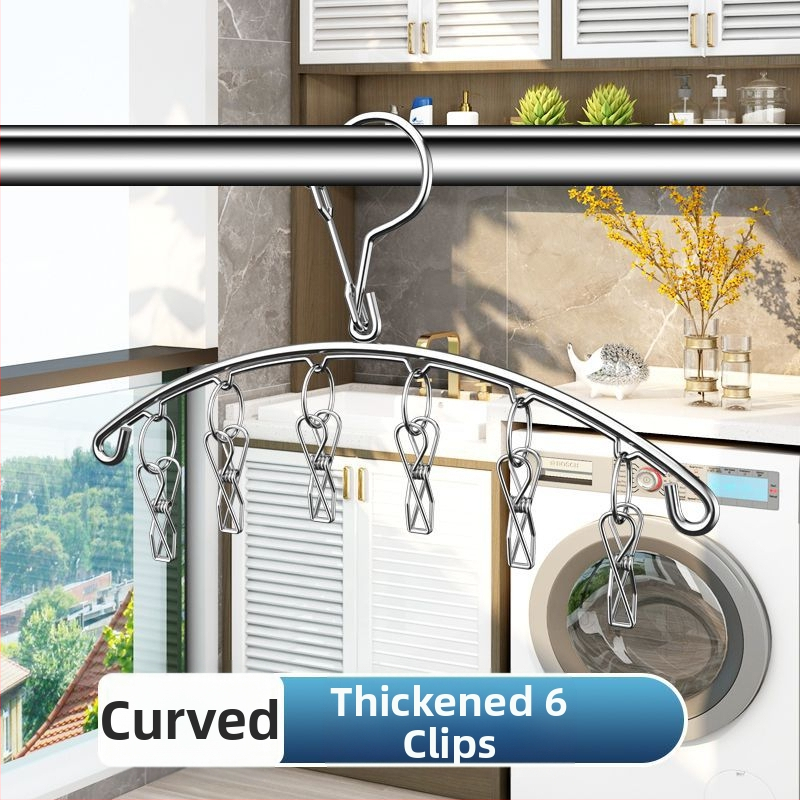 Nerūdijančio plieno drabužių džiovyklė su 3 klipais, kelių eilių kabliukai, šiuolaikiškas minimalistinis dizainas, apkrova iki 5 kg