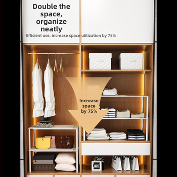 Αναδιπλούμενο ντουλάπι με δύο ράφια για γκαρνταρόμπα και ρούχα — χάλυβας άνθρακα, απλός μοντέρνος σχεδιασμός, εγκατάσταση στο δάπεδο