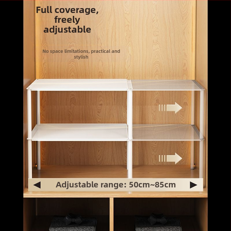 Разтегателен шкаф с две нива за гардероб и дрехи — карбонова стомана, прост модерен стил, монтаж на пода