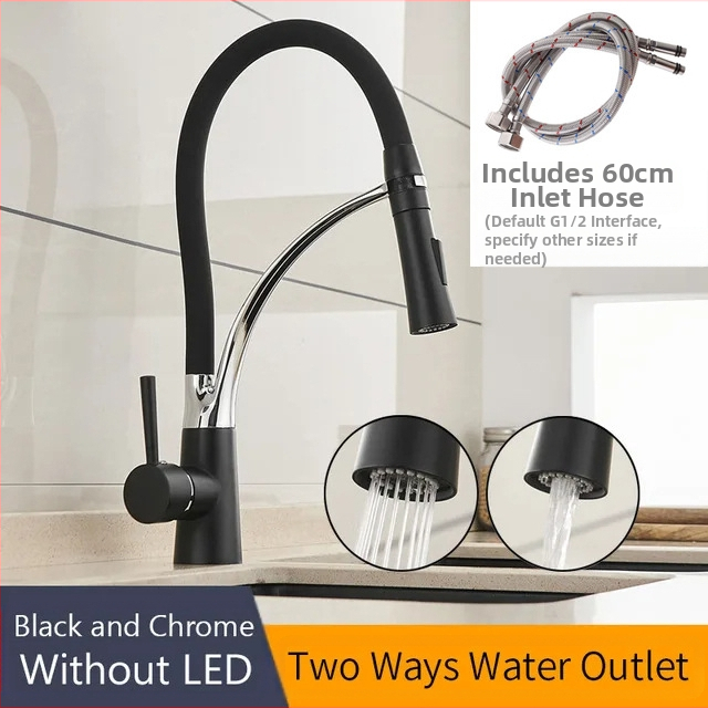 Kuchynský miešací kohút na horúcu a studenú vodu, meď, brúsený povrch, keramický diskový ventil, zvislá inštalácia, model 7664, WANFAN