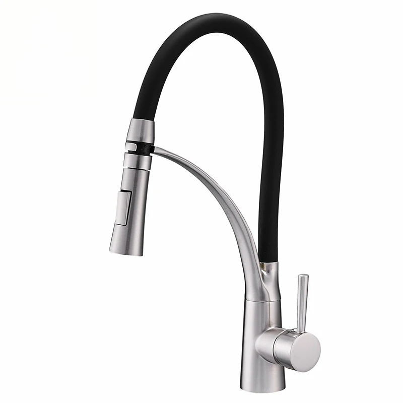 Kuchynský miešací kohút na horúcu a studenú vodu, meď, brúsený povrch, keramický diskový ventil, zvislá inštalácia, model 7664, WANFAN