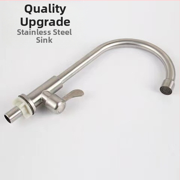 Kuchynský stenový miešací kohút na drezu, nerezová oceľ, brúsený povrch, keramické jadro ventilu, Skoni model 01