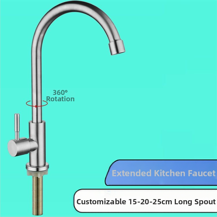 Kuchynský stenový miešací kohút na drezu, nerezová oceľ, brúsený povrch, keramické jadro ventilu, Skoni model 01