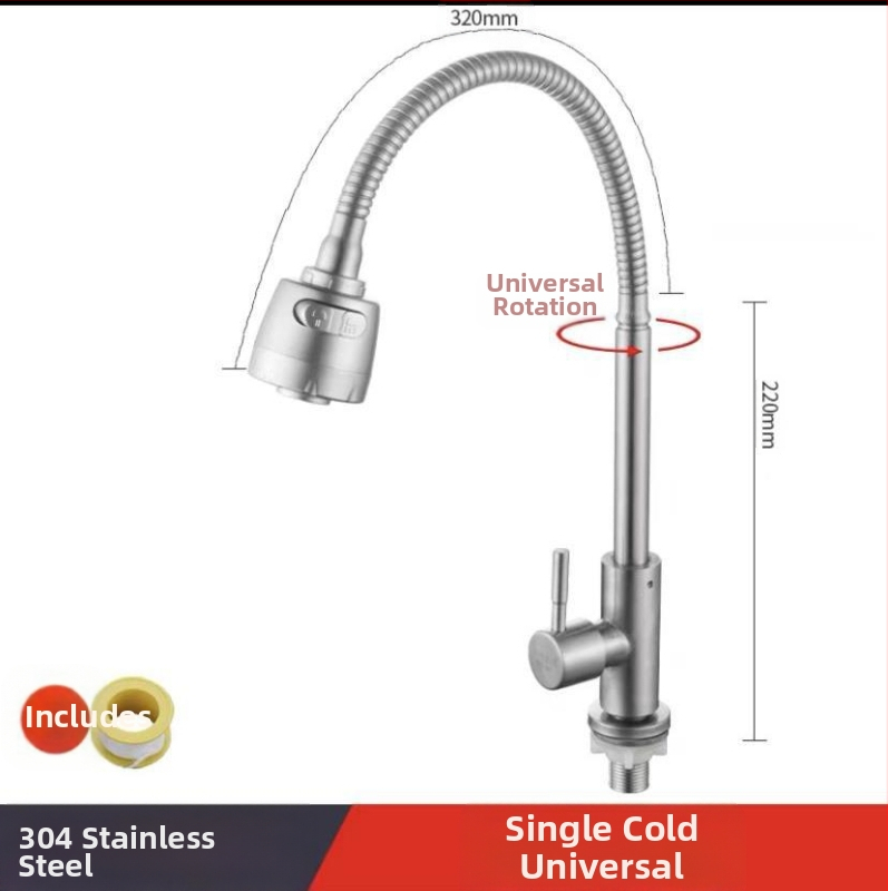 Kuchynský stenový miešací kohút na drezu, nerezová oceľ, brúsený povrch, keramické jadro ventilu, Skoni model 01