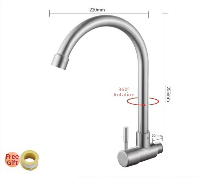 Kuchynský stenový miešací kohút na drezu, nerezová oceľ, brúsený povrch, keramické jadro ventilu, Skoni model 01
