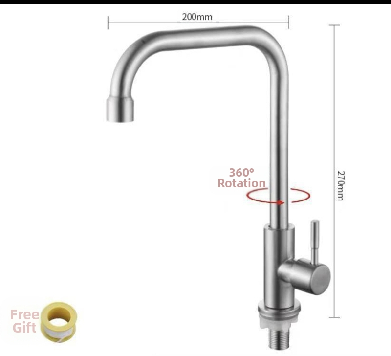 Kuchynský stenový miešací kohút na drezu, nerezová oceľ, brúsený povrch, keramické jadro ventilu, Skoni model 01