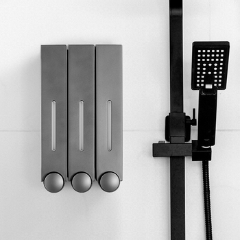 Δοχείο σαπουνιού τοίχου με χειροκίνητο πιεστήριο, ABS, χύτευση με έγχυση, μοντέρνος μινιμαλιστικός σχεδιασμός.