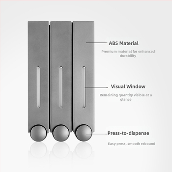 Δοχείο σαπουνιού τοίχου με χειροκίνητο πιεστήριο, ABS, χύτευση με έγχυση, μοντέρνος μινιμαλιστικός σχεδιασμός.