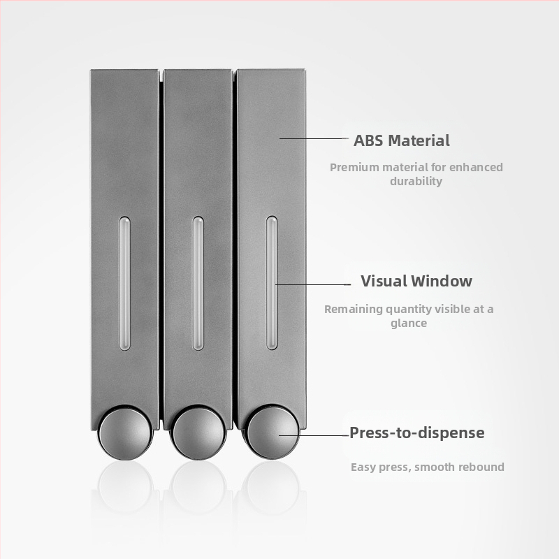 Стенно монтиран дозатор за сапун с ръчно натискане, ABS, инжекционно формован, модерен минималистичен дизайн.