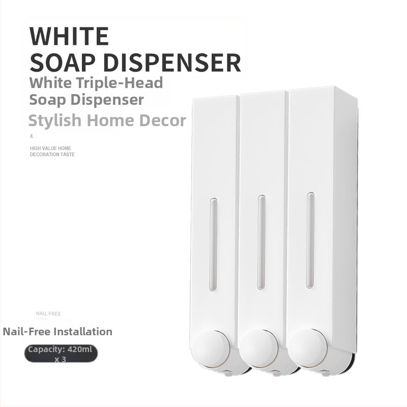 Стенно монтиран дозатор за сапун с ръчно натискане, ABS, инжекционно формован, модерен минималистичен дизайн.