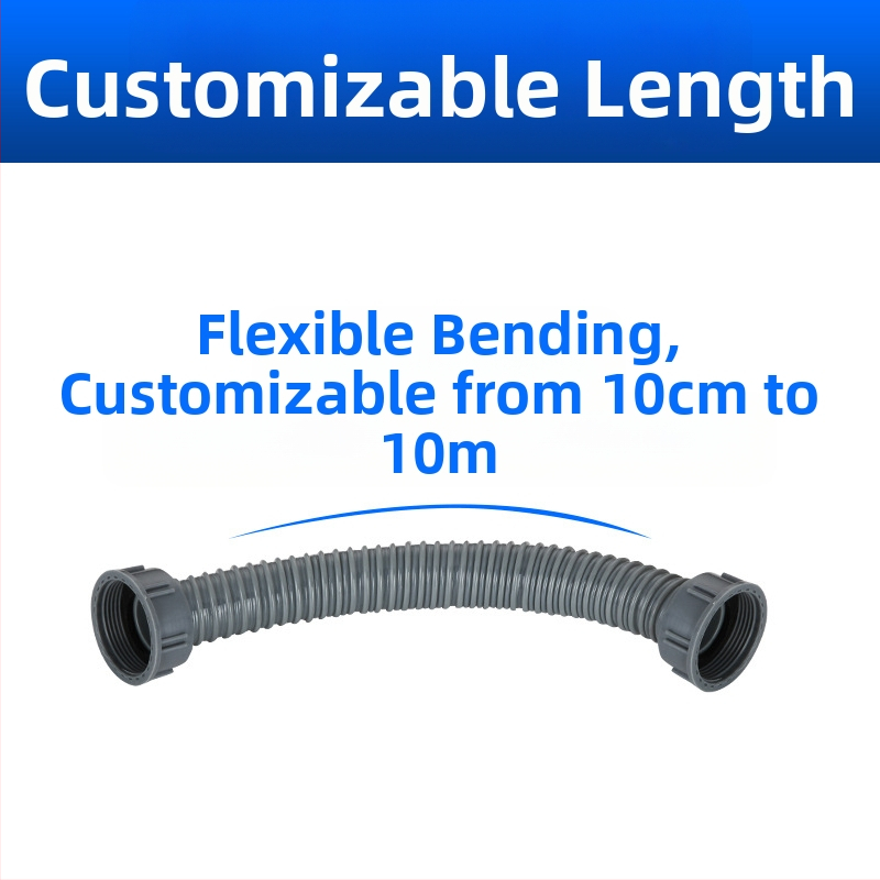 Кухненски сифон за еднокорпусна мивка с удължен дренаж и маркуч против миризми (Еднокорпусен; Удължен дренаж; Маркуч против миризми)