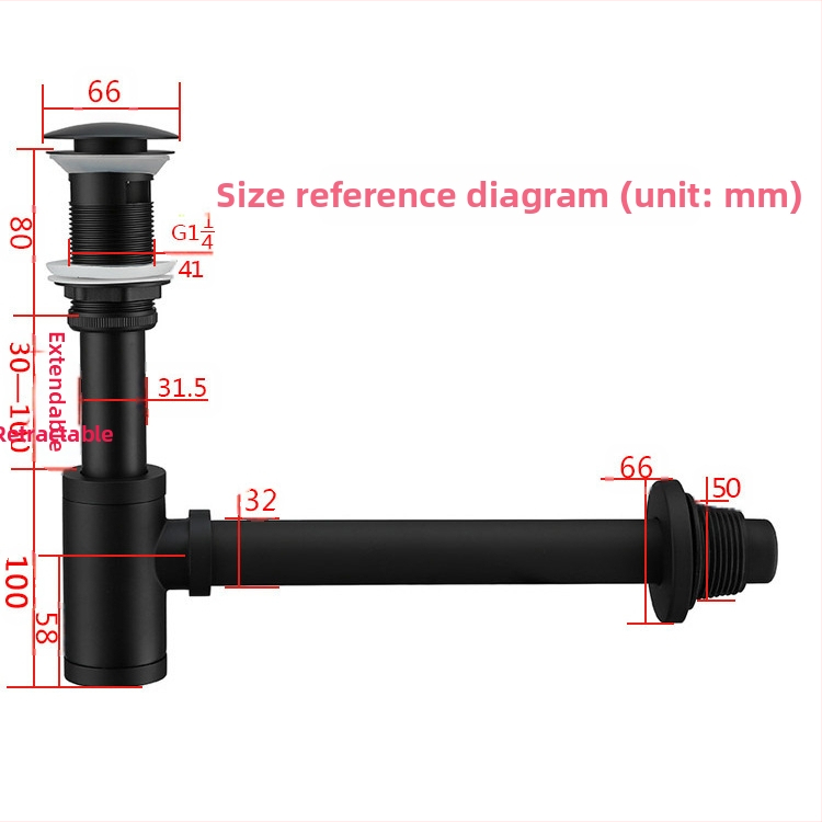 Αποχέτευση νεροχύτη από χαλκό, τοποθετούμενη στον τοίχο, με προστασία από οσμές (Μοντέλο: Water drain; Μάρκα: Goldsmiths; Στυλ: Light Luxury)