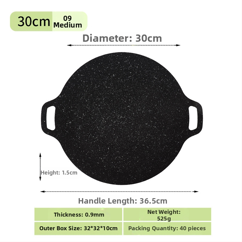 Prijenosna vanjska neprevučena tava za korejski BBQ, okrugla željezna teppanyaki tava za kampiranje, pečatirana, višefunkcionalna, bez dima