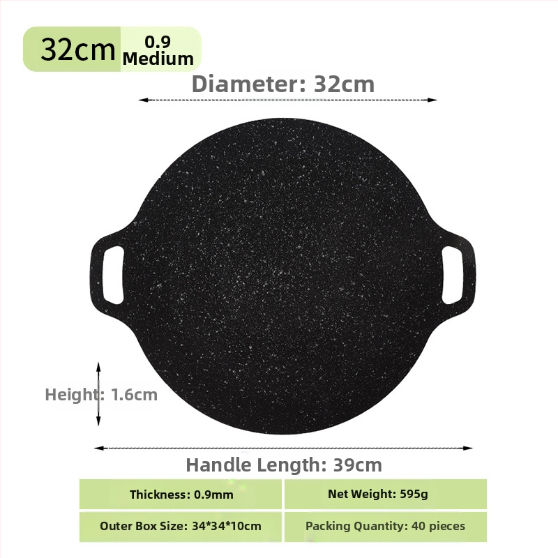 Prijenosna vanjska neprevučena tava za korejski BBQ, okrugla željezna teppanyaki tava za kampiranje, pečatirana, višefunkcionalna, bez dima