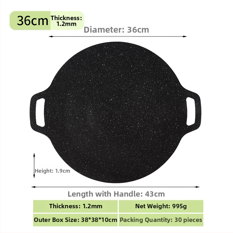Prijenosna vanjska neprevučena tava za korejski BBQ, okrugla željezna teppanyaki tava za kampiranje, pečatirana, višefunkcionalna, bez dima