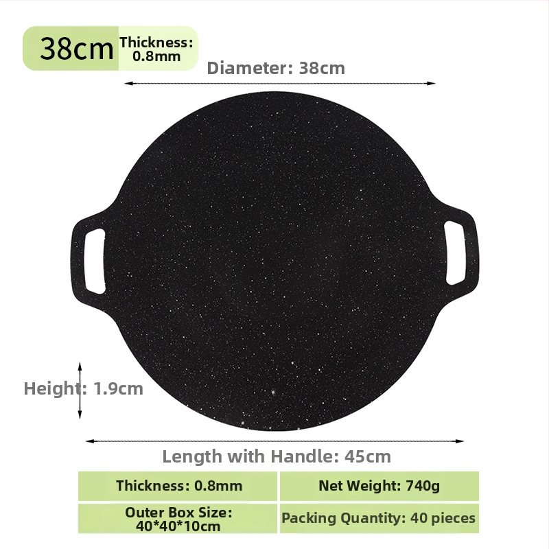 Prijenosna vanjska neprevučena tava za korejski BBQ, okrugla željezna teppanyaki tava za kampiranje, pečatirana, višefunkcionalna, bez dima