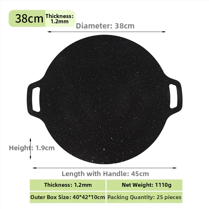 Prijenosna vanjska neprevučena tava za korejski BBQ, okrugla željezna teppanyaki tava za kampiranje, pečatirana, višefunkcionalna, bez dima