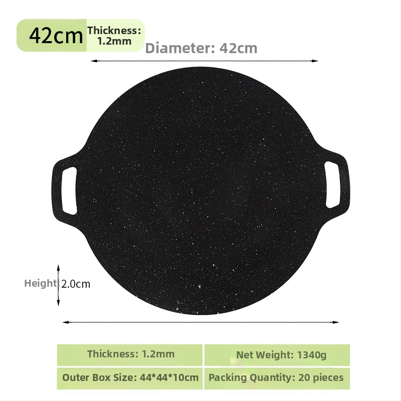 Prijenosna vanjska neprevučena tava za korejski BBQ, okrugla željezna teppanyaki tava za kampiranje, pečatirana, višefunkcionalna, bez dima