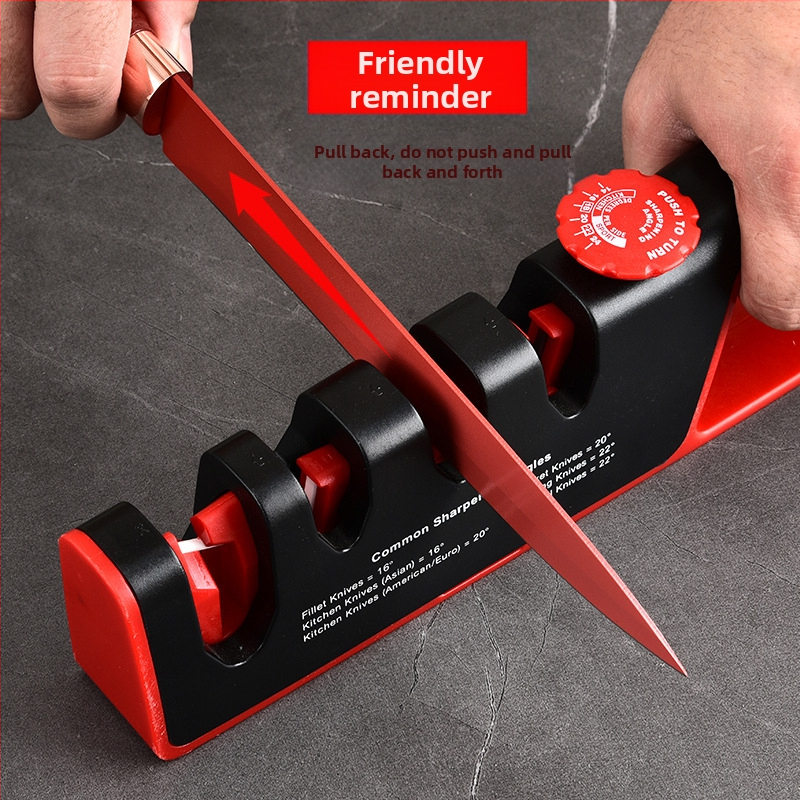 4-в-1 регулируем заточвач за ножове за домашна кухня, мултиматериален камък: ABS, волфрамова стомана, диамант, керамика, гума