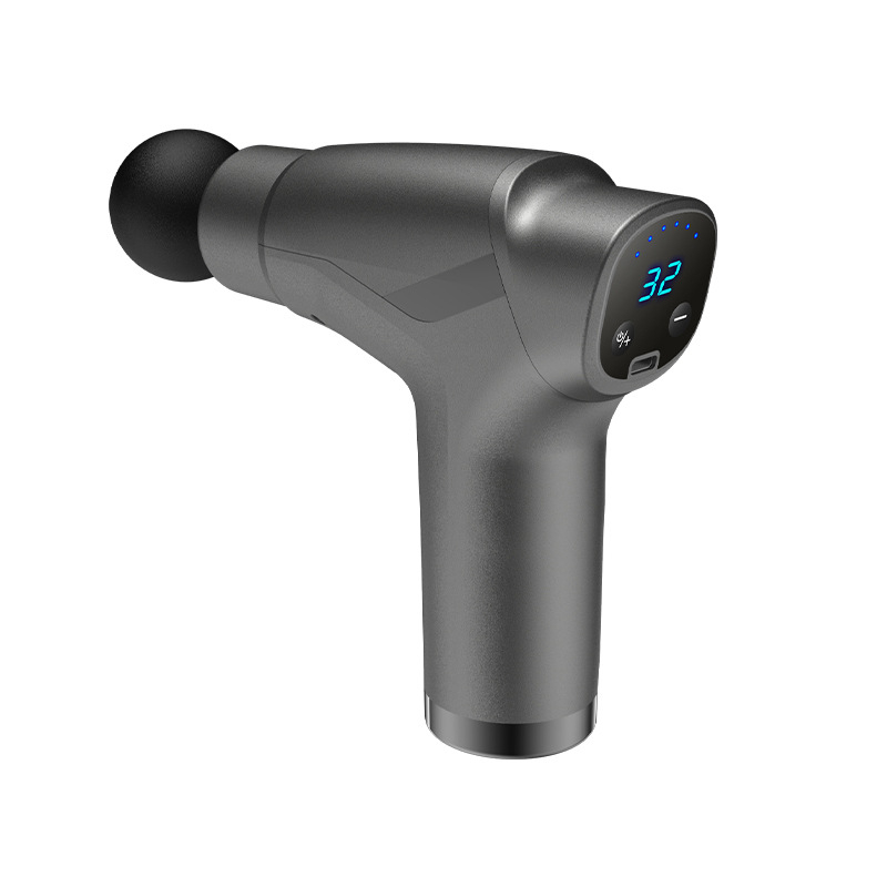 Mini fascijos masažinis įrankis su šepetėliu motoru; 4 masažinės galvutės; įmontuota baterija 1200–2000 mAh; LCD ekranas; 5+ greičio lygiai; itin tyliai (<36 dB)