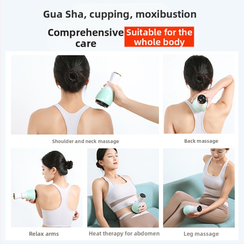 Електрическо устройство за гуаша масаж с купи и моксибуция (USB захранване, управление с бутон, модел MK-A, температурен диапазон 0–48°C, ABS)