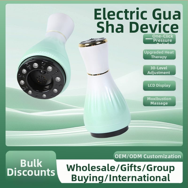 Elektrinė gua sha masažo įranga su puodelių terapija (USB maitinimas, mygtuko valdymas, modelis MK-A, temperatūros diapazonas 0–48°C, ABS)