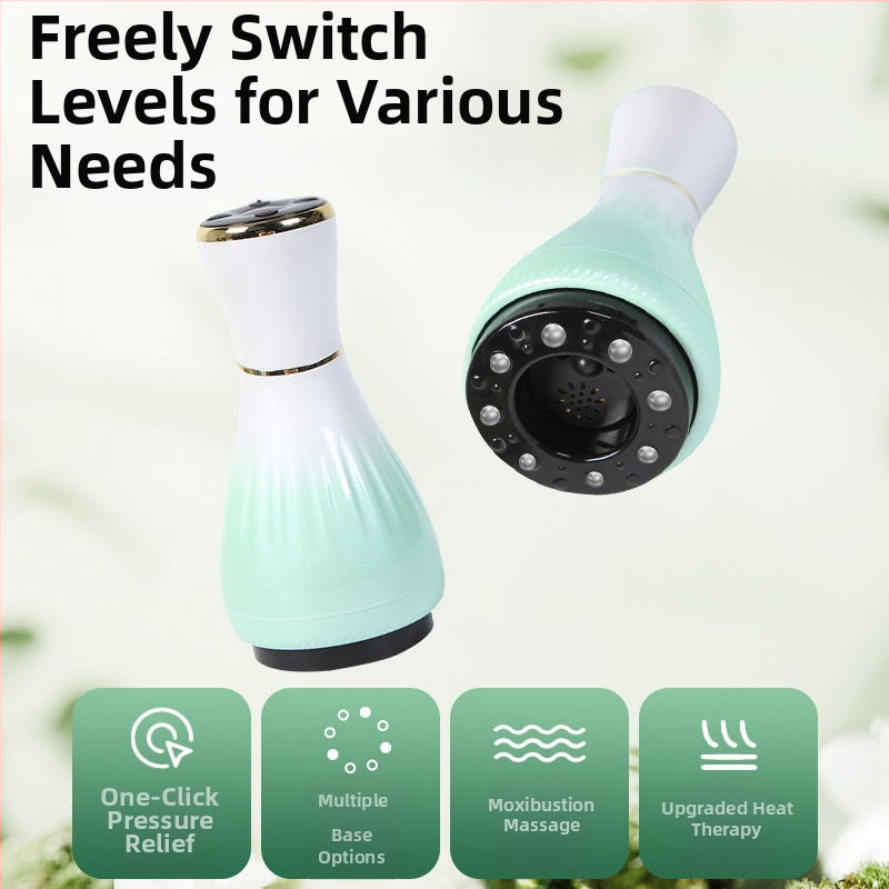 Електрическо устройство за гуаша масаж с купи и моксибуция (USB захранване, управление с бутон, модел MK-A, температурен диапазон 0–48°C, ABS)