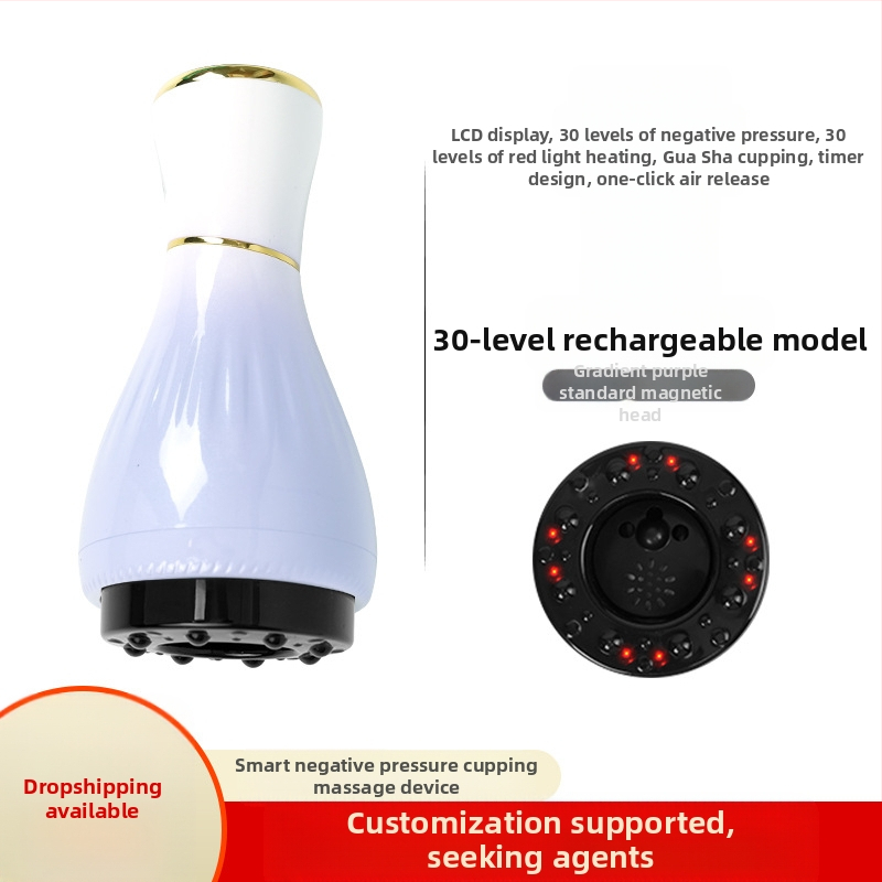 Elektriline gua sha massaažiseade koos kausikuppidega ja mooksibustiooniga (USB toitmine, nupu kontroll, mudel MK-A, temperatuurivahemik 0–48°C, ABS)