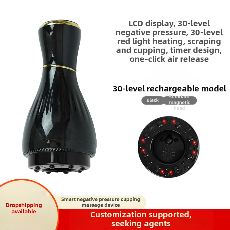 Elektriline gua sha massaažiseade koos kausikuppidega ja mooksibustiooniga (USB toitmine, nupu kontroll, mudel MK-A, temperatuurivahemik 0–48°C, ABS)