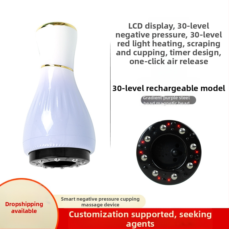 Elektriline gua sha massaažiseade koos kausikuppidega ja mooksibustiooniga (USB toitmine, nupu kontroll, mudel MK-A, temperatuurivahemik 0–48°C, ABS)