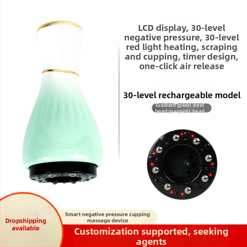 Elektriline gua sha massaažiseade koos kausikuppidega ja mooksibustiooniga (USB toitmine, nupu kontroll, mudel MK-A, temperatuurivahemik 0–48°C, ABS)