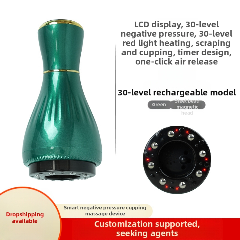 Elektriline gua sha massaažiseade koos kausikuppidega ja mooksibustiooniga (USB toitmine, nupu kontroll, mudel MK-A, temperatuurivahemik 0–48°C, ABS)