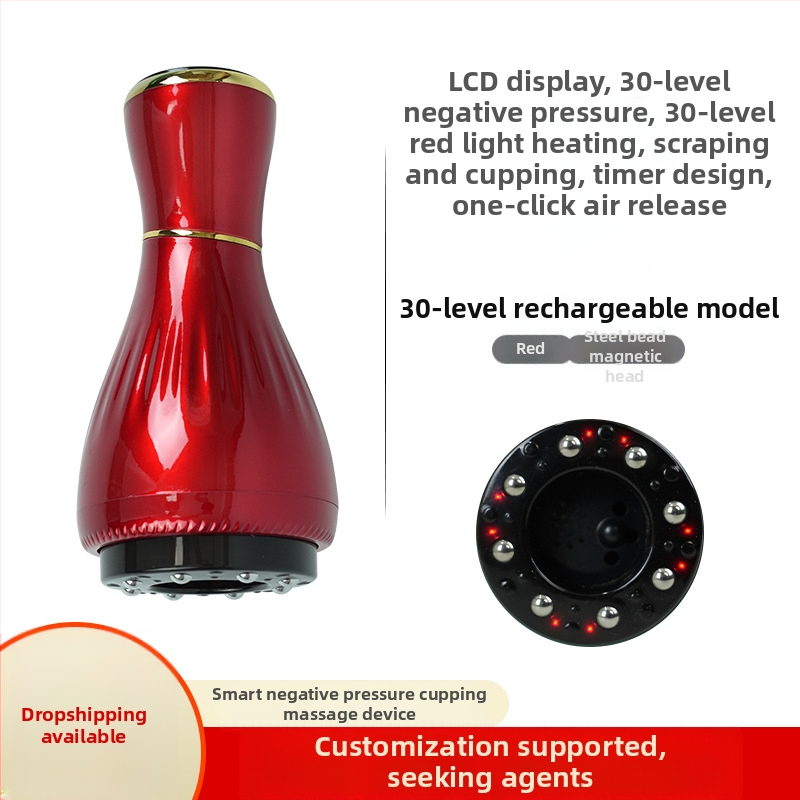 Elektriline gua sha massaažiseade koos kausikuppidega ja mooksibustiooniga (USB toitmine, nupu kontroll, mudel MK-A, temperatuurivahemik 0–48°C, ABS)