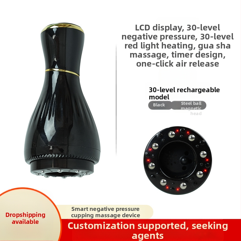 Elektriline gua sha massaažiseade koos kausikuppidega ja mooksibustiooniga (USB toitmine, nupu kontroll, mudel MK-A, temperatuurivahemik 0–48°C, ABS)