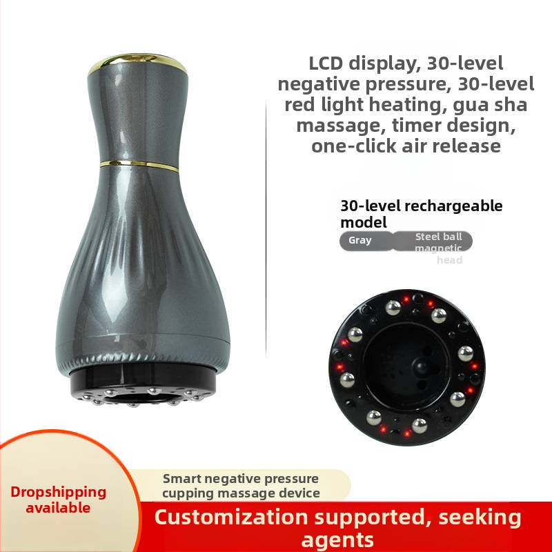 Elektriline gua sha massaažiseade koos kausikuppidega ja mooksibustiooniga (USB toitmine, nupu kontroll, mudel MK-A, temperatuurivahemik 0–48°C, ABS)