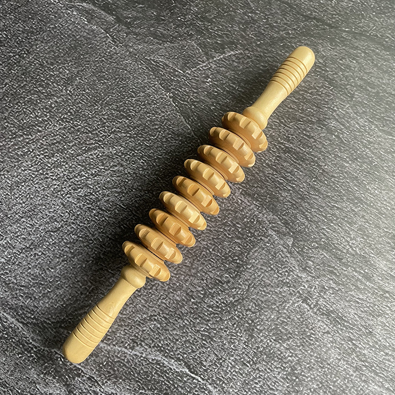 Drveni prijenosni masažni valjak — višefunkcionalni masažer, 250 g, mogućnost prilagođavanja