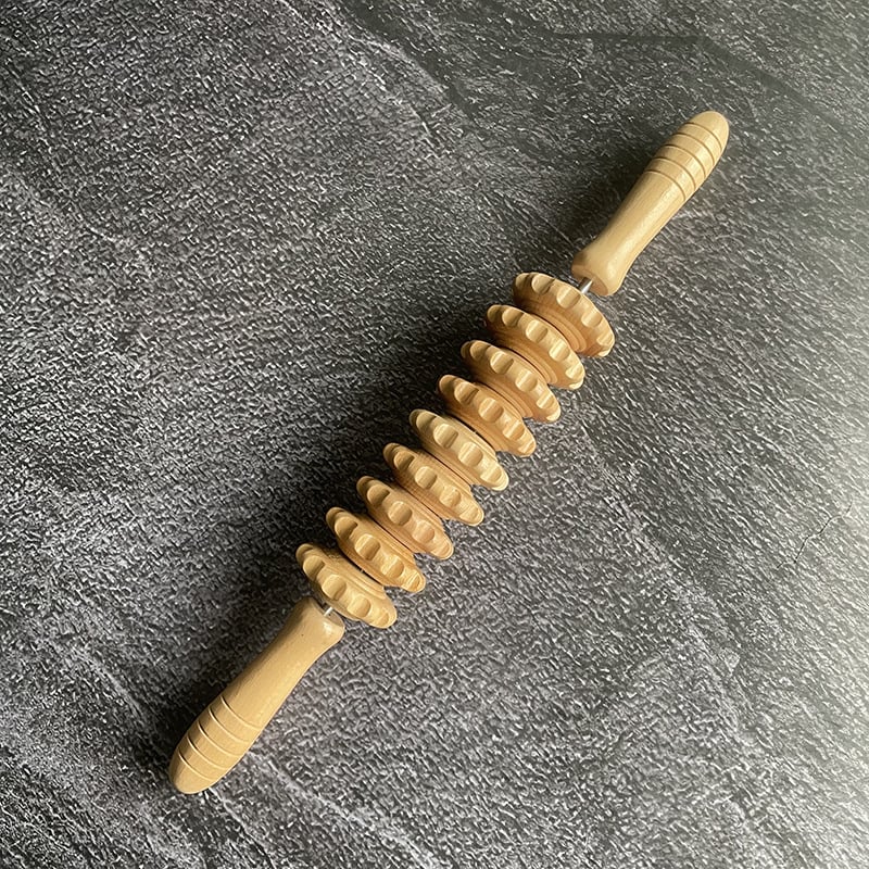 Drveni prijenosni masažni valjak — višefunkcionalni masažer, 250 g, mogućnost prilagođavanja