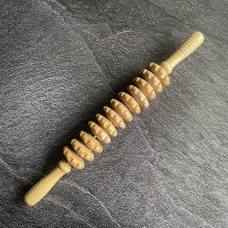 Drveni prijenosni masažni valjak — višefunkcionalni masažer, 250 g, mogućnost prilagođavanja