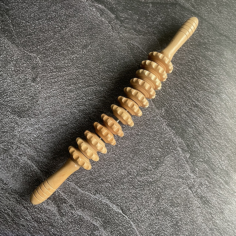 Drveni prijenosni masažni valjak — višefunkcionalni masažer, 250 g, mogućnost prilagođavanja