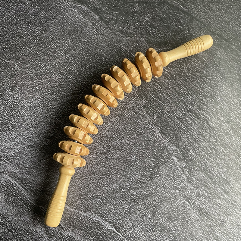 Drveni prijenosni masažni valjak — višefunkcionalni masažer, 250 g, mogućnost prilagođavanja