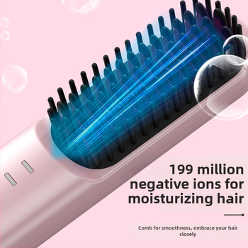 Безжичен гребен за изправяне и къдрене на коса с отрицателни йони, керамична нагревателна плоча, диаметър 31 мм+, 4-степенен контрол на температурата