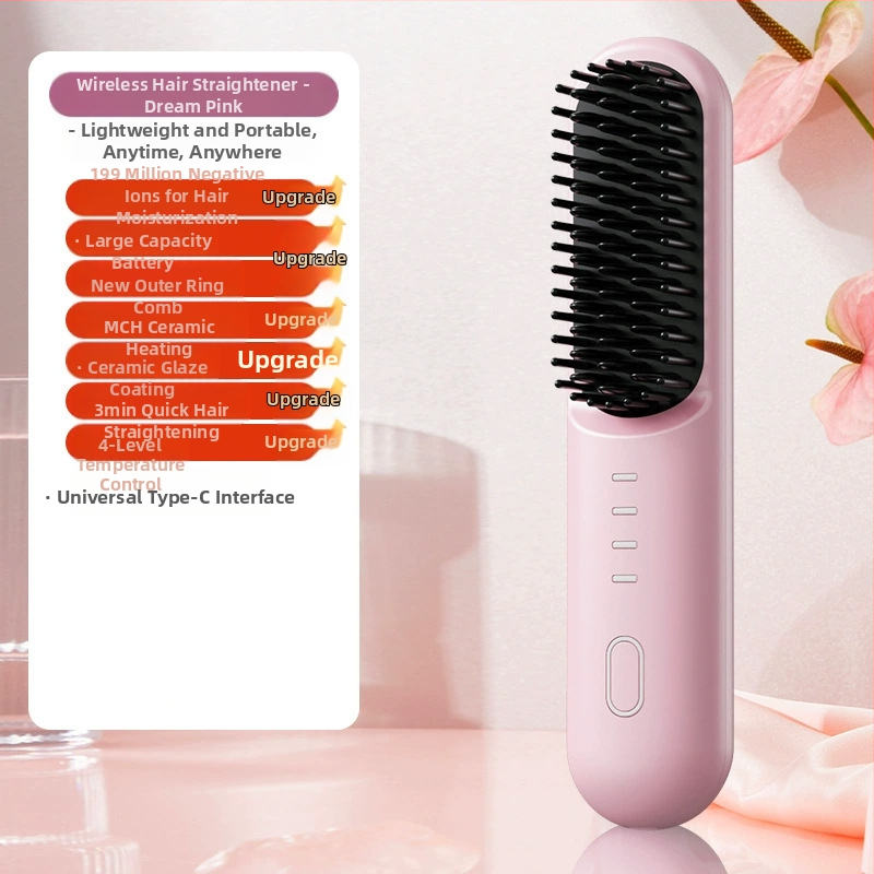 Bežični češanj za ravnanje i kovrčanje kose s negativnim ionima, keramička grijaća ploča 31 mm+, 4 razine kontrole temperature
