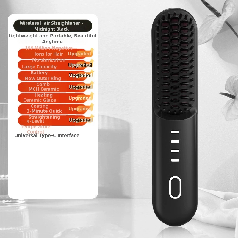 Bežični češanj za ravnanje i kovrčanje kose s negativnim ionima, keramička grijaća ploča 31 mm+, 4 razine kontrole temperature
