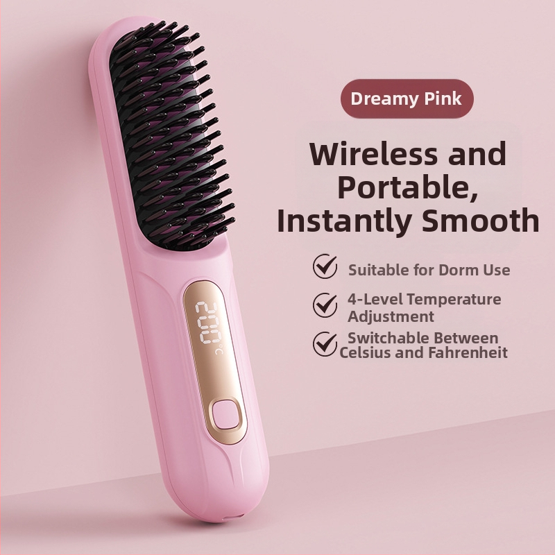 Bežični češanj za ravnanje i kovrčanje kose s negativnim ionima, keramička grijaća ploča 31 mm+, 4 razine kontrole temperature