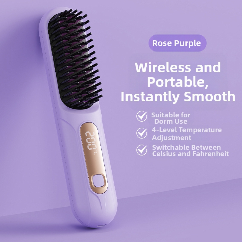 Bežični češanj za ravnanje i kovrčanje kose s negativnim ionima, keramička grijaća ploča 31 mm+, 4 razine kontrole temperature