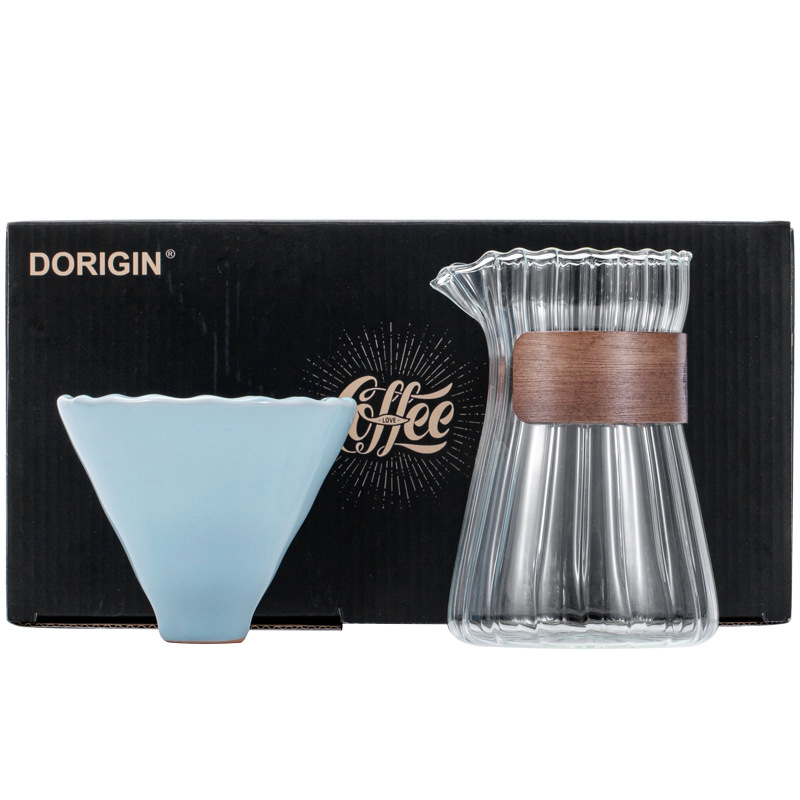 Filtru pour-over din porțelan cu suport din lemn de abanos — set cadou (porțelan; suport din lemn de abanos; logo gravat cu laser; pentru birou)