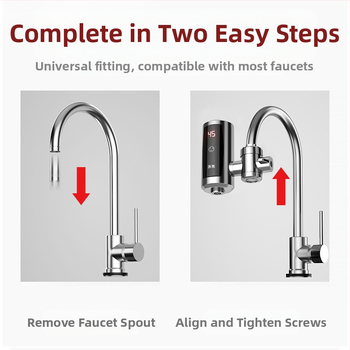 Електрически кран за вода с моментално нагряване и постоянна температура, без монтаж, за кухня и баня, модел WM-34-3, 3400W, 220V, цифров дисплей